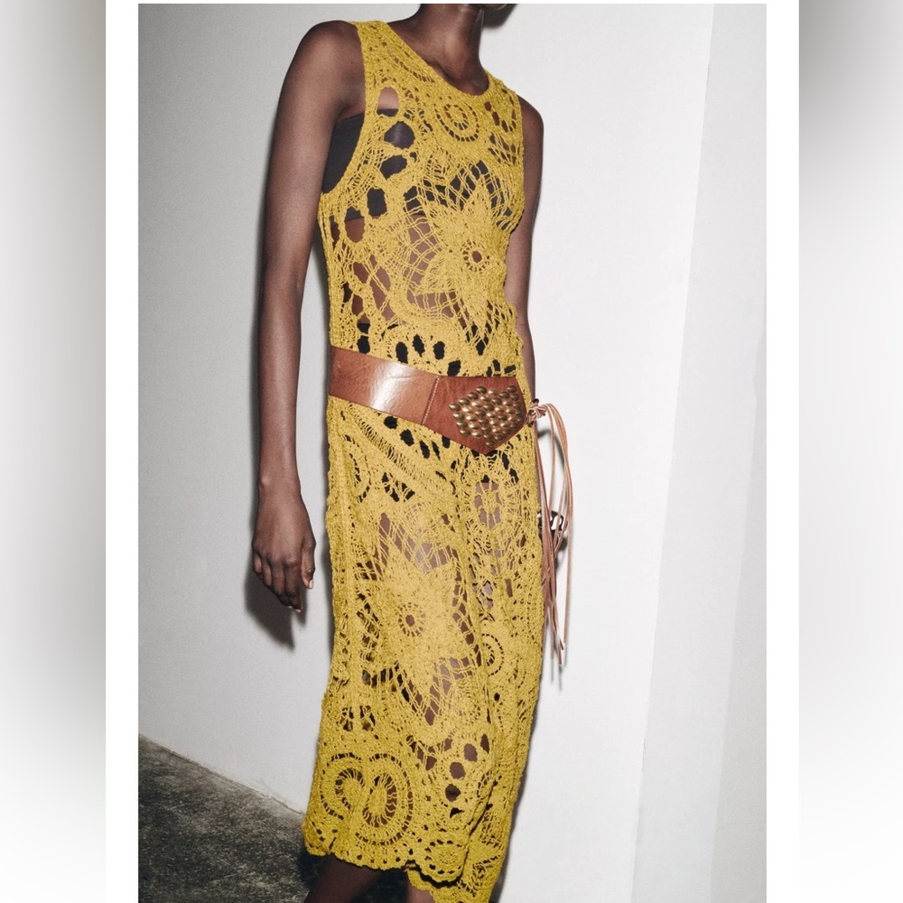 Zara Asymmetric Crochet Midi Dress - Picture 10 of 11